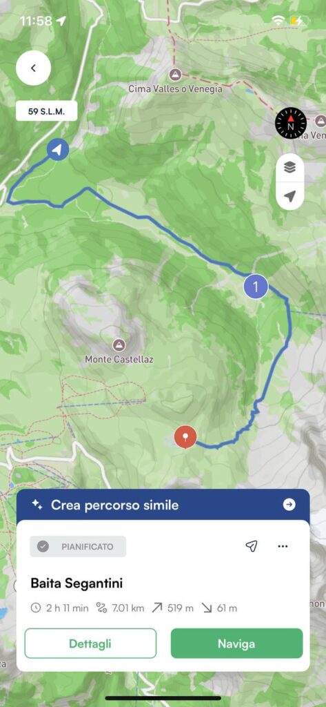 Traccia Baita Segantini